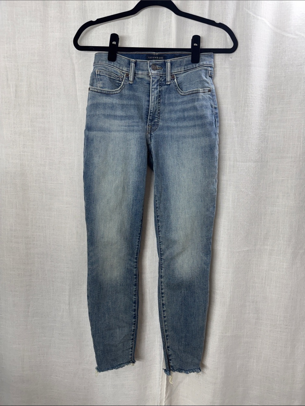 Lucky Brand High Rise Skinny Bridgitt Jeans Frayed Raw Hem Size 4 / 27